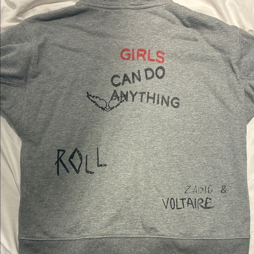 Zadig & Voltaire Gray Slogan Sweatshirt